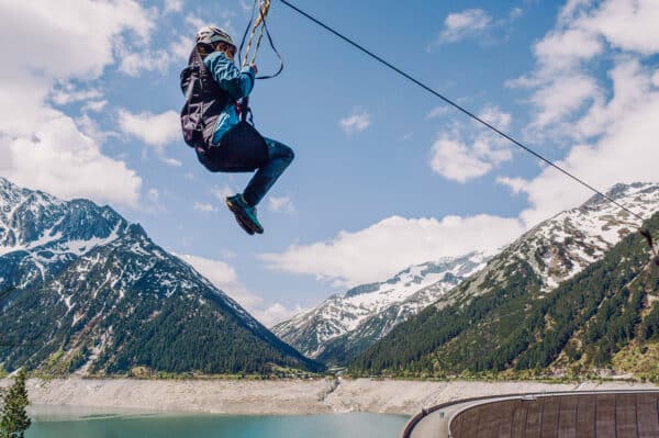 Flying Fox am Schlegeis-Stausee im Zillertal